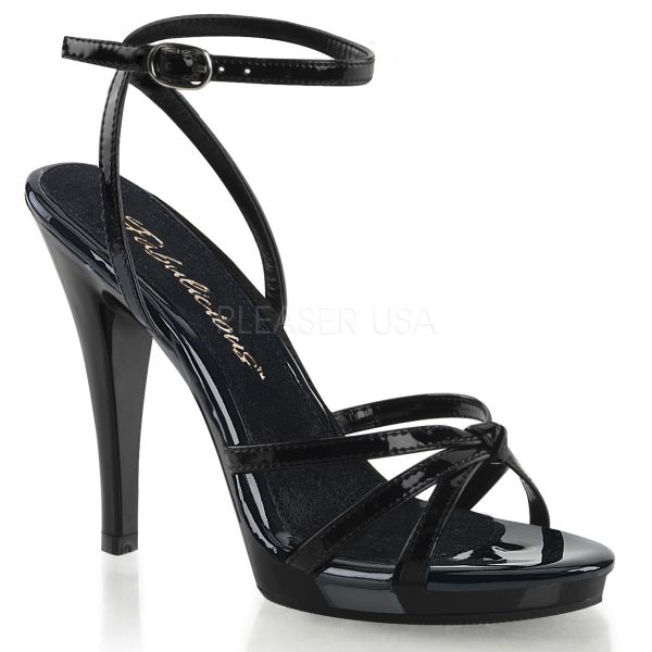 Mini-Plateau Riemchen Sandalette schwarz Lack FLAIR-436